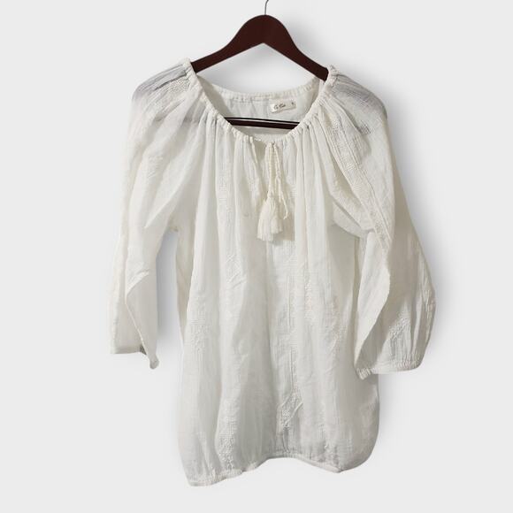 Va Vite Lindsey Tunic White Cotton Embroidered Top Sz 44 (16) Lightweight Sheer - Picture 1 of 14